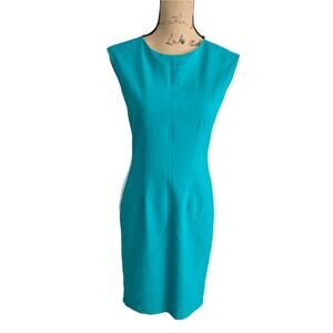 Calvin Klein Black‎ white and Aqua Color Block Sheath Dress Size 2